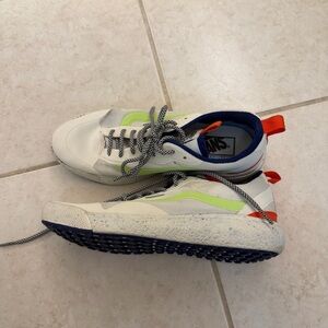 Vans White with Neon Green and Orange Accents Sneakers